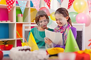 Two girls on birthday party