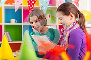 Two girls on birthday party