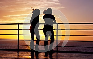 Two girls black silhouette