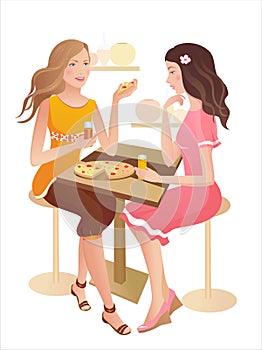 Two girls at a cafe