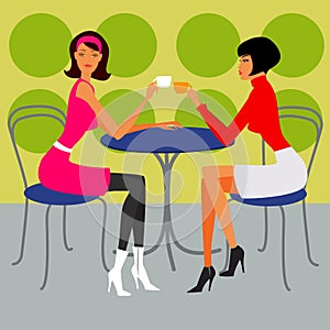 Two girls in the cafe