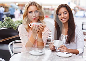 Two girls in a cafe