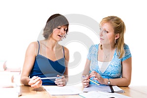 Two Girls doing Homework