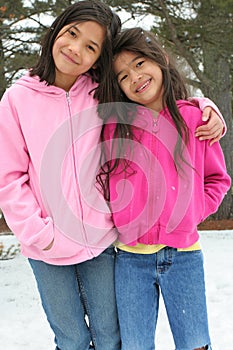 Two girls enjoying the winter