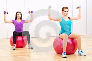 Two girls at fitness club