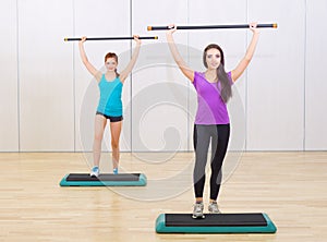 Two girls at fitness club