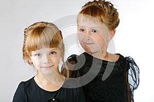 Two girls grimace studio