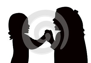 Two girls head silhouette vector