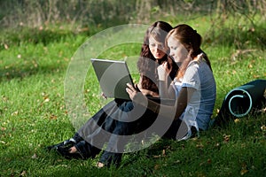 Two girls with laptop