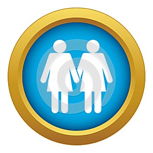 Two girls lesbians icon blue vector isolated