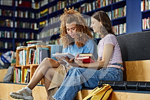 Two Girls in Library