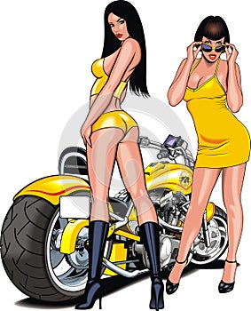 Two girls and my original design motorbike