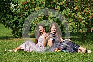 Two girls at picnic