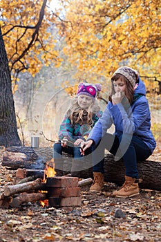 Two girls on picnic