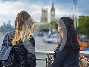 Two girls on a sightseeing trip to London