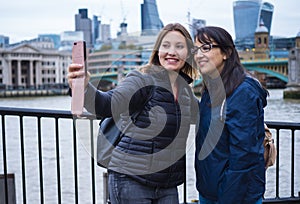 Two girls on a sightseeing trip to London