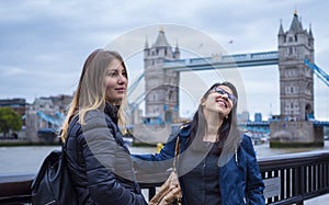 Two girls on a sightseeing trip to London