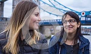 Two girls on a sightseeing trip to London