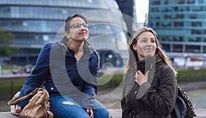 Two girls on a sightseeing trip to London