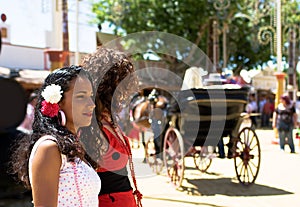 Two girls at the spanish fair photo