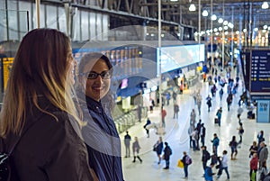 Two girls at Waterloo station London