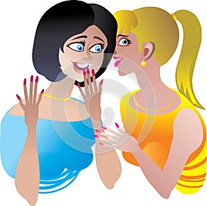 Two girls whispering and smiling photo