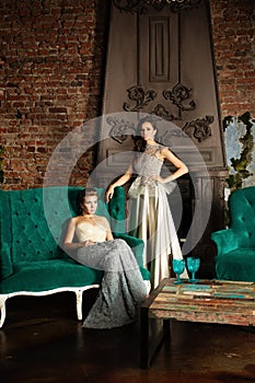 Two Glamorous Women in Vintage Interior