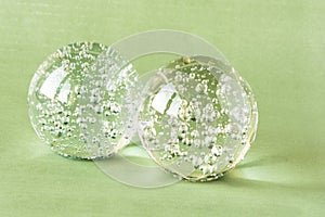 Two glass balls with inner bubbles