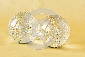 Two glass balls with inner bubbles