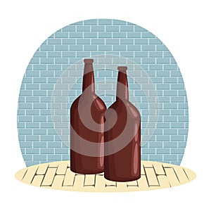 Two glass bottle icon cartoon