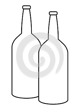 Two glass bottle icon cartoon in black and white