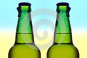 Two glass bottles of beer