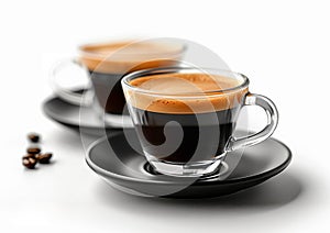 Two glass coffee cups of espresso