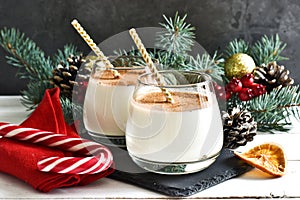 Two glass homemade winter eggnog