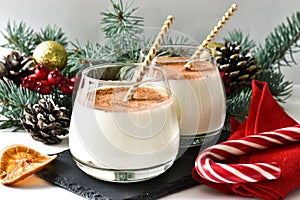 Two glass homemade winter eggnog