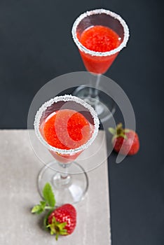 Two glass of straberry cocktail