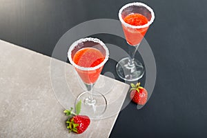 Two glass of straberry cocktail