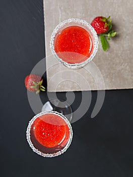 Two glass of straberry cocktail