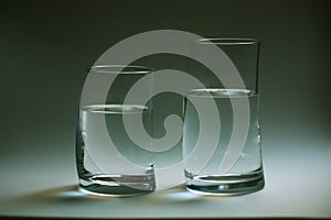 Two glass of water curved