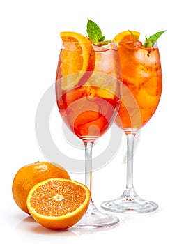 Two glasses of aperol spritz cocktail photo