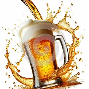 two glasses of beer isolated on a white background