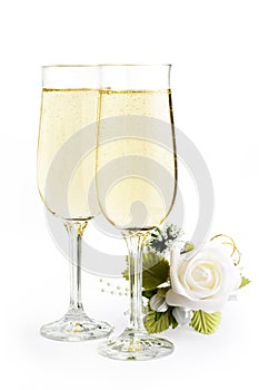 Two glasses champagne