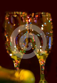 Two glasses of champagne. Closeup. Unfocused