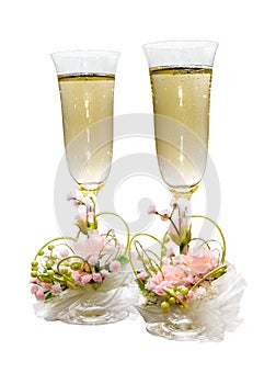 Two glasses of champagne for newly-weds