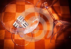 Two glasses on a chessboard