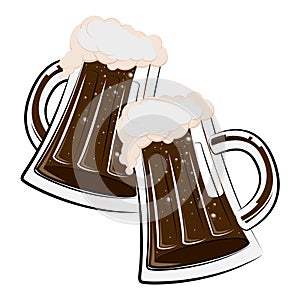 Two glasses dark beer - isolated on white background