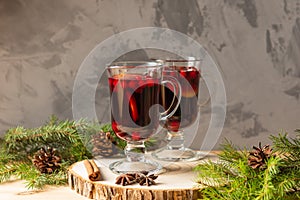 Two glasses with homemade mulled wine