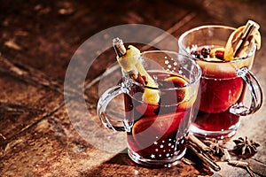 Two glasses of hot spicy Gluhwein for Christmas photo