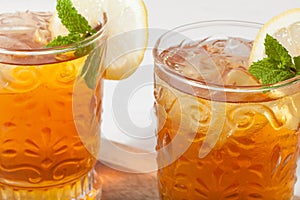 Two glasses of ice tea