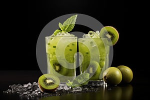 Two glasses of kiwi drink